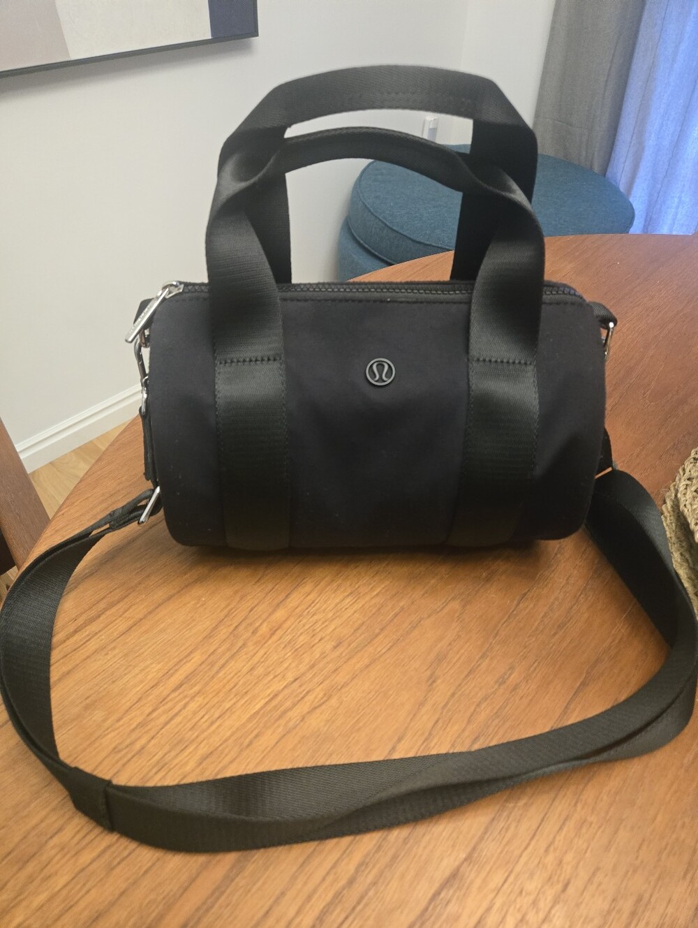 lululemon athletica Black Mini Duffel Satchel with Crossbody Strap 5L